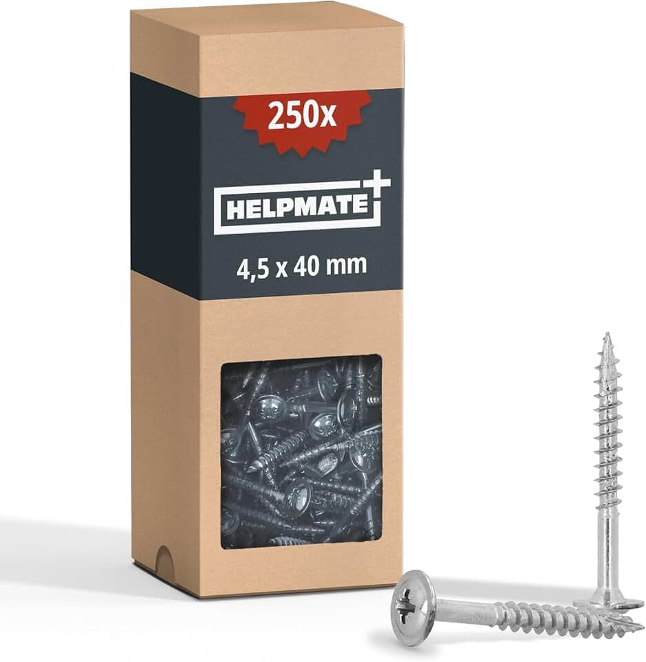 HELPMATE – Holzverbinderschrauben 4,5x40 mm galvanisch verzinkt – 250 Stück