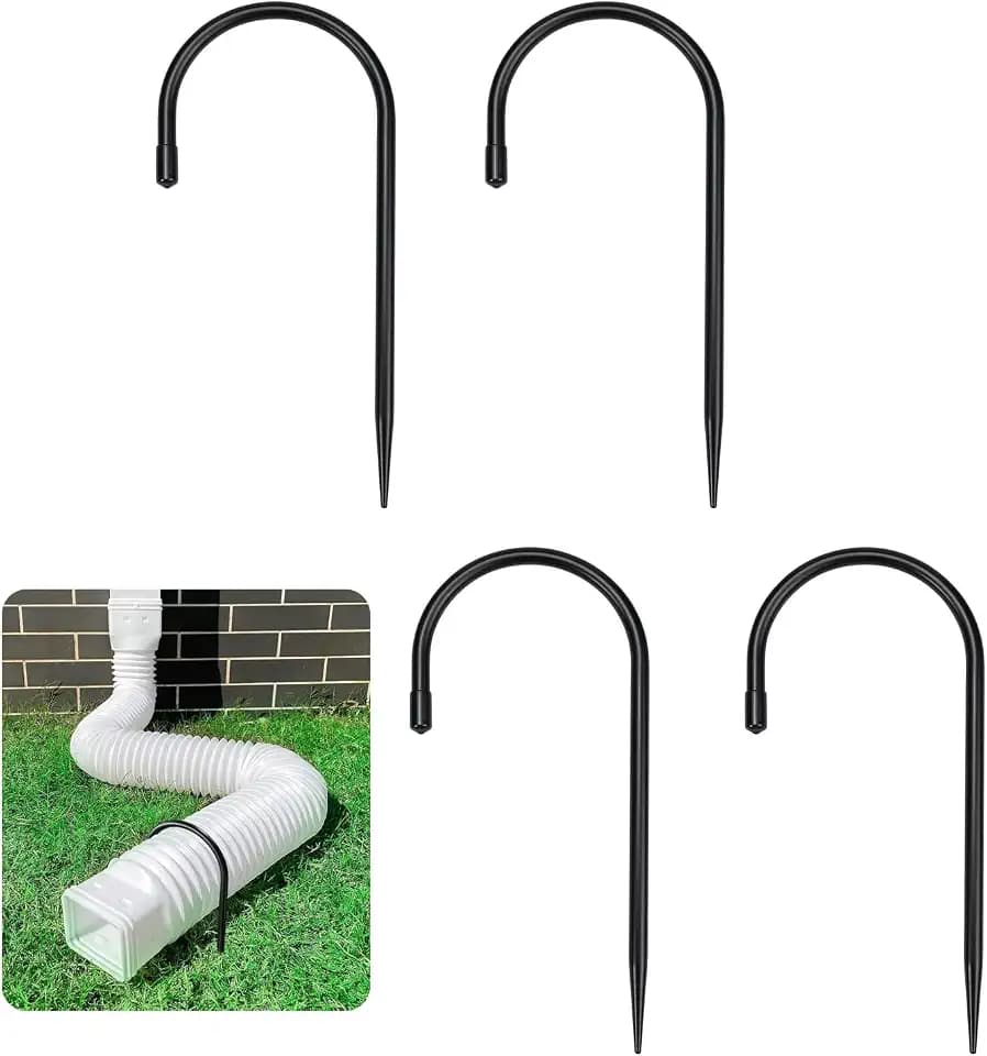 Iron Downspout Extension Fixing Pin, 4" Anchor Stake, Black 4 Pack