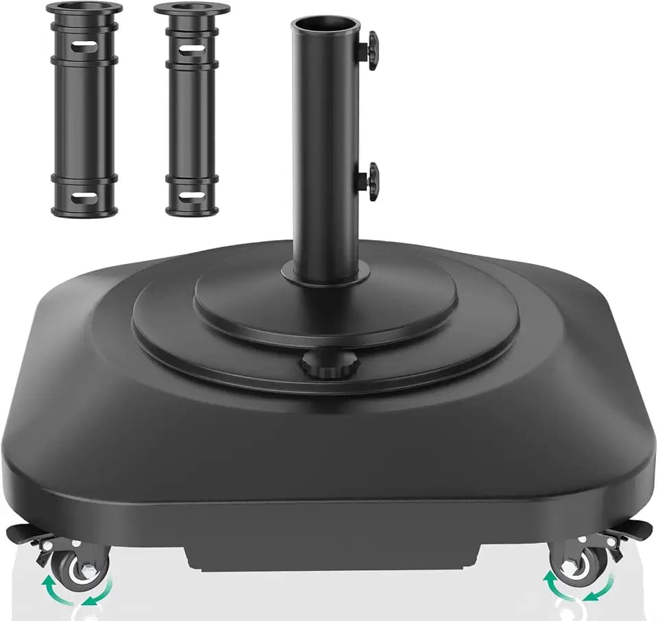 QZER Large Fillable Umbrella Base with 5 Wheels, Outdoor Umbrella Stand