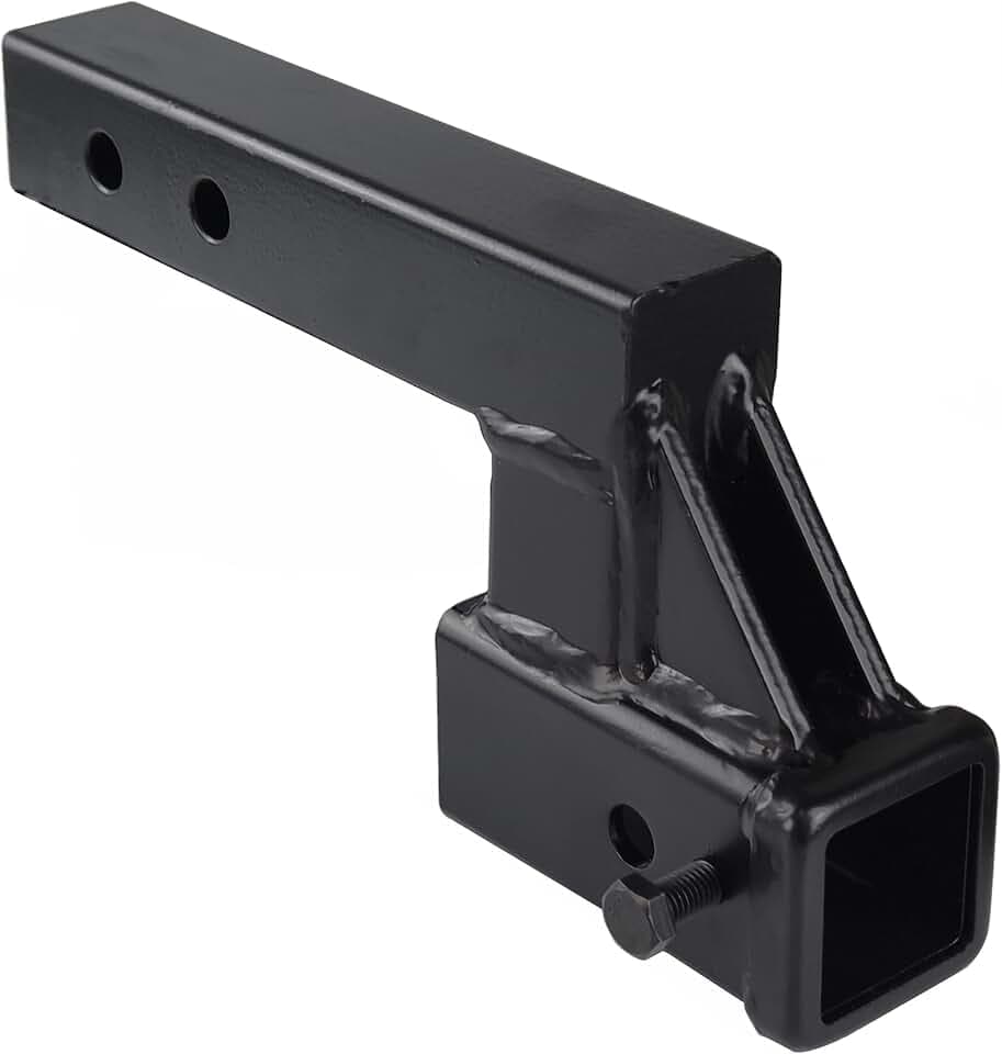864122 Trailer Hitch Riser 2 inch Receiver Hitch Extension with 4-1/4 inch Rise/Drop, Solid Shank，Hitch Pin Kit Included…