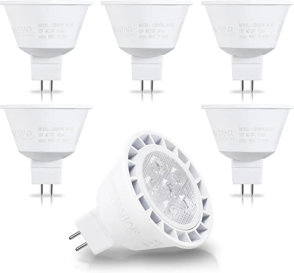 TORCHSTAR 6-Pack MR16 LED Bulb Dimmable, Aluminum, 12V, UL Listed, 5000K