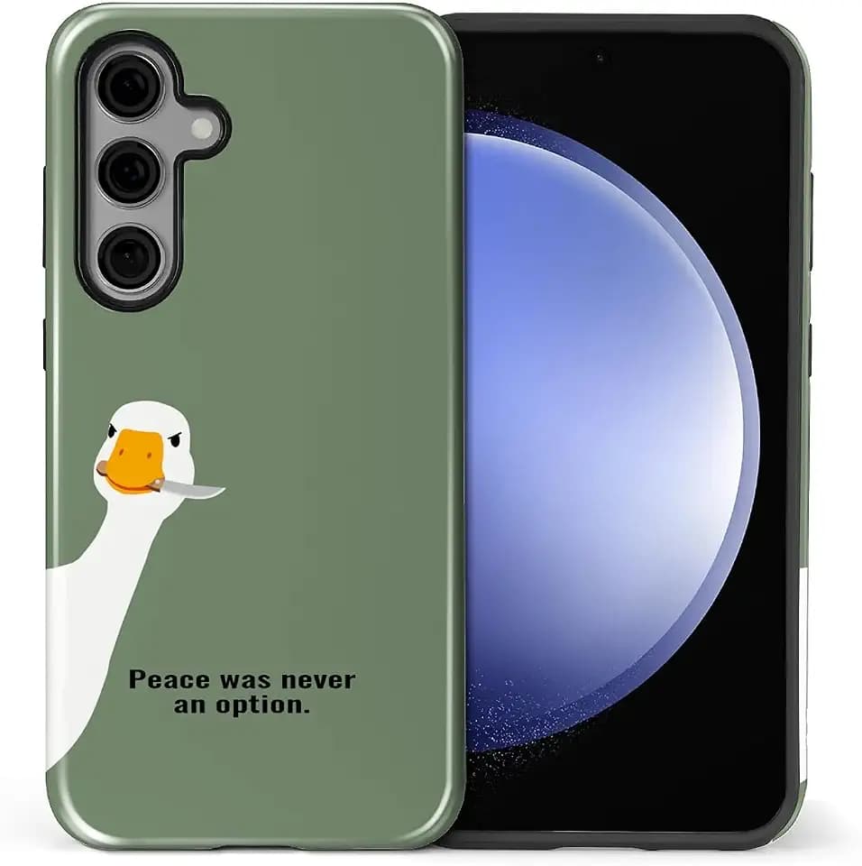 Case Compatible with Samsung Galaxy S24 FE,Durable Shock Protection Cover for Girl Women Boy Men,Hybrid 2-Layer Hard Shell Phone Case for Galaxy S24 FE,Silly Goose Funny Cottagecore
