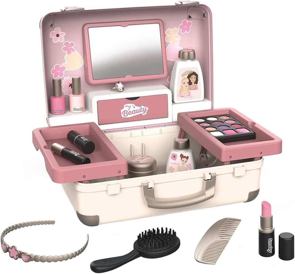 Smoby - My Beauty Kosmetikkoffer – Frisieren + Schminken - Mitnehm-Spielkoffer mit Spiegel & Zubehör (unechte Spielkosmetika), für Kinder ab 3 Jahren