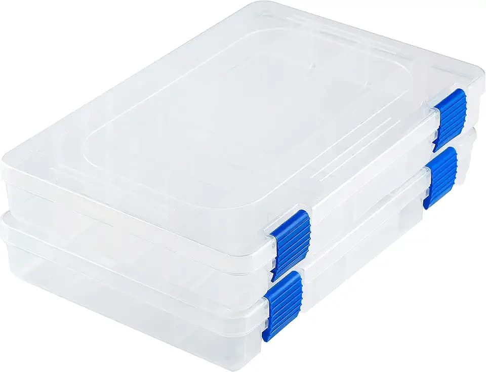 Medium Plastic Fishing Tackle Box Storage Organizer Box 3600 with Adjustable dividers Tackle Tray Parts Crafts Case 2 Pack