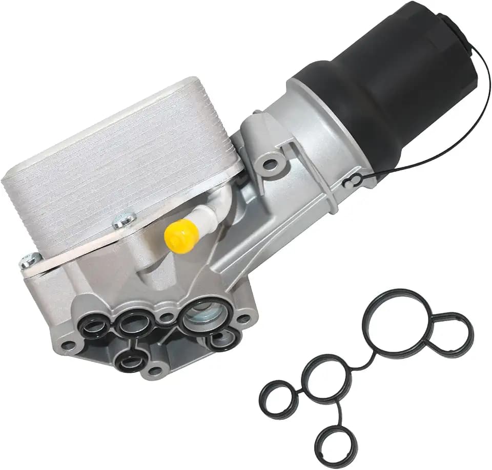 2.5L Aluminum Oil Cooler Filter Assembly Compatible with 2010-2014 Volkswagen Golf 2012-2014 Volkswagen Passat Replace# 07K115397D 07K115397A 07K115397B