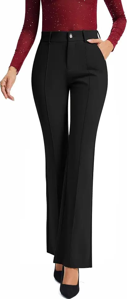 FUNYYZO Flare Work Pants for Women Stretchy Bootcut Leg Slacks for Business
