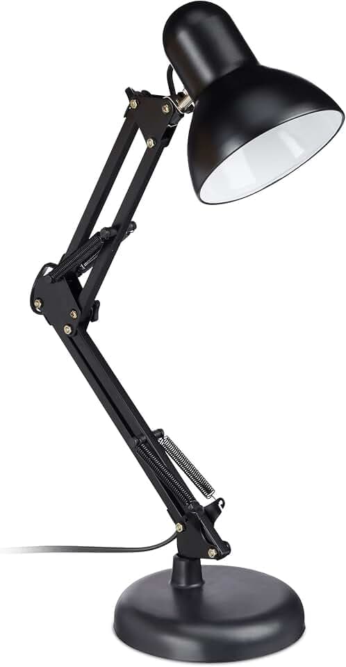 Relaxdays Retro Schreibtischlampe, Gelenk-Arm, schwenkbar, schwarz
