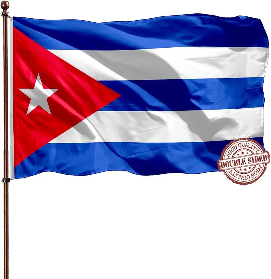 Cuban Cuba Flag 3x5 Outdoor Double Sided- 3Ply 240D 4 Rows Stitched- Large 3x5 Cuban Flag For Wall- UV Fade Resistant With Canvas Header & 2 Brass Grommets
