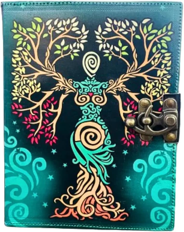 OVERDOSE Leder-Tagebuch, handgefertigt, grüner Vintage-Stil, Büttenrandpapier, leeres Zauberbuch der Schatten, Grimoire-Tagebuch, Talisman-Drucke – 6 x 8 Zoll | 15 x 20 cm | A5