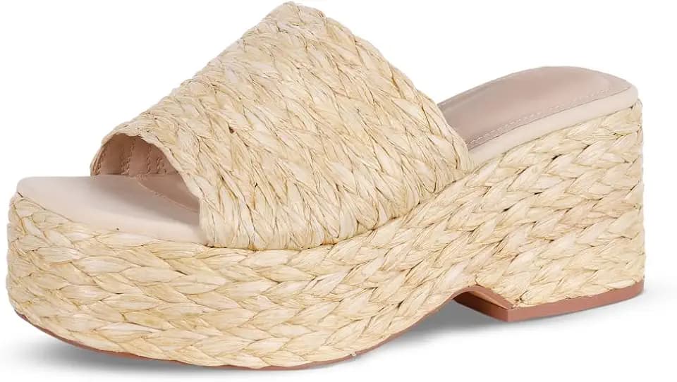 EQAUDES Platform Sandals For Women Espadrilles Wedges Summer Beach Shoes