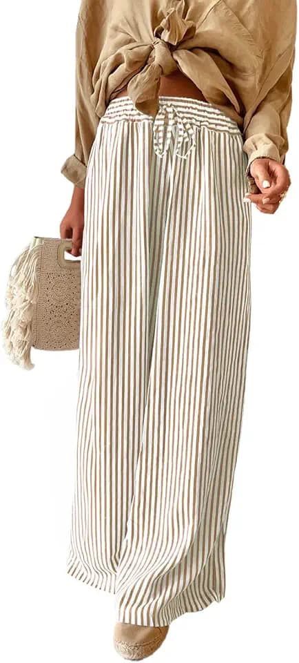 LOMON Striped Gingham Pants Women Summer Fall Pajamas Lounge Boxer Bottoms