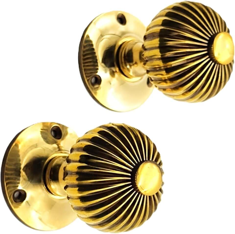 Infinity Decor Regency Türknäufe aus antikem Messing, 60 mm, runde Türgriffe im Vintage-Stil, für Innen- und Außentüren