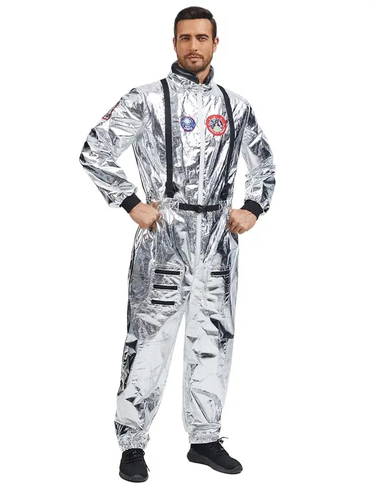Erwachsener Raum Astronaut Kostüm Anzug für Herren Silber Pullover für Halloween Cospaly Weihnachten