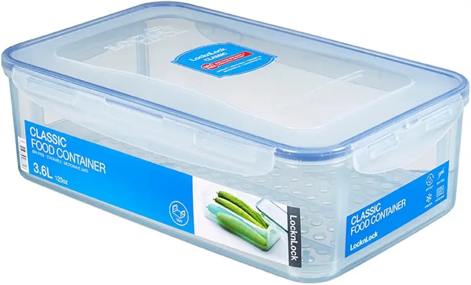LocknLock PP Classic Vorratsdose mit Ablaufgitter | 3,6L | 30,1 x 18,8 x 9,4 cm | Gefrier-& Kühlschrank Organizer | Spülmaschinen-& Mikrowellengeeignet