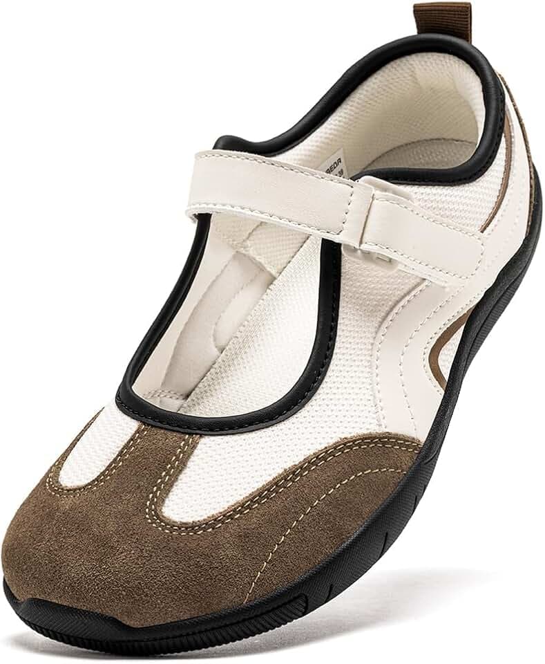 HOBIBEAR Mary Jane Damen-Schuhe, Barfuß, breite Zehenbox, Slip-On-Kleid, bequeme Wanderschuhe