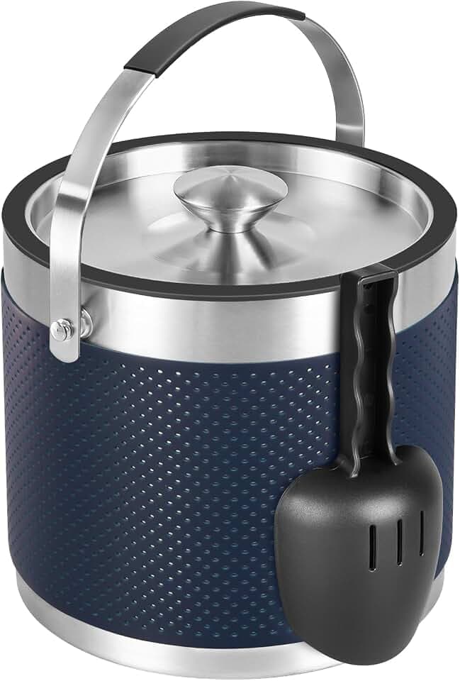 3.2L Eiswürfelbehälter mit Deckel und Schaufel, Edelstahl Eiskübel
