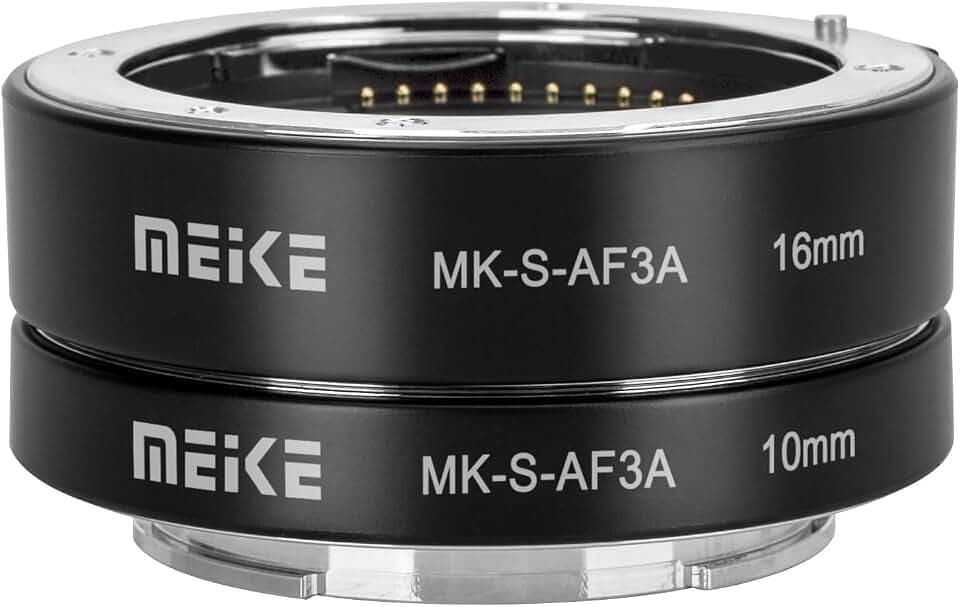 Meike MK-S-AF3A Metall-Autofokus-Makro-Verlängerungsrohr-Adapterring (10 mm + 16 mm) für Sony Mirrorless E-Mount A5000 A5100 A6000 A6300 A6500 A6400 A6600 A6100 A6600 A9 A7III A7 NEX NEX5 NEX6 NEX7