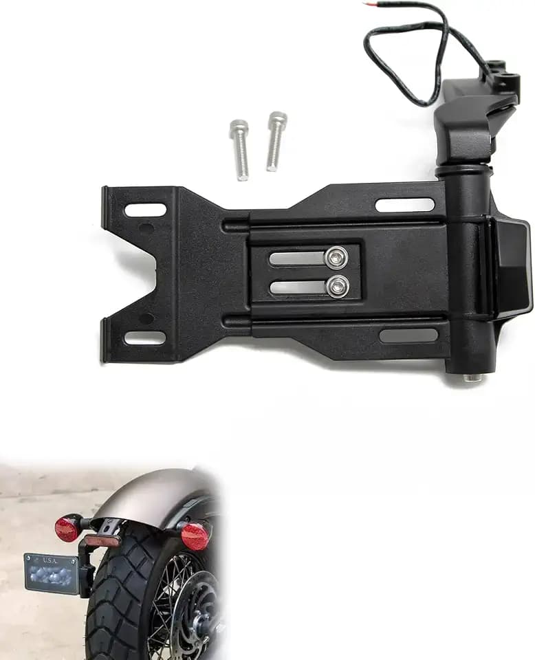 Motorcycle License Plate Bracket LED Light Side Mount License Plate