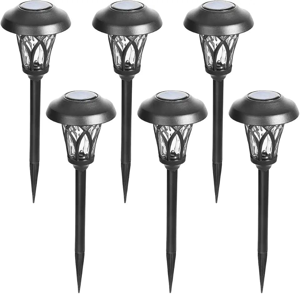 GIGALUMI Solar Pathway Lights Outdoor, Metal Glass & ABS Landscape Lights