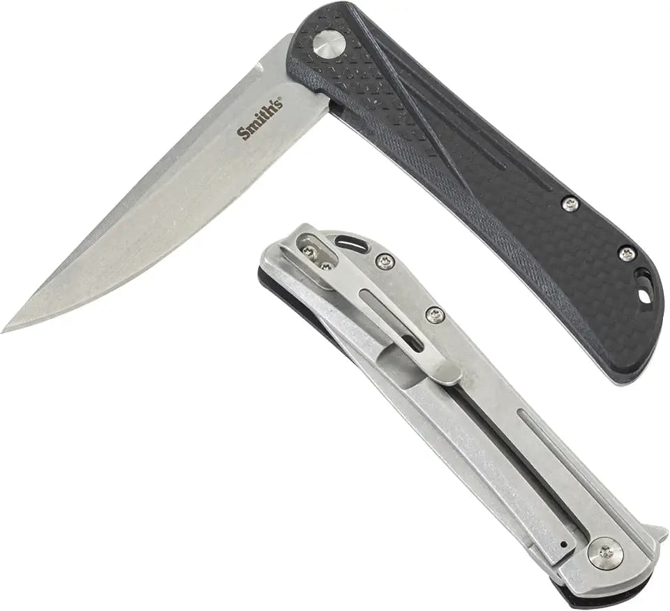 SMITH’S 3-Inch Folding Knife, Black Glass-Filled Handle