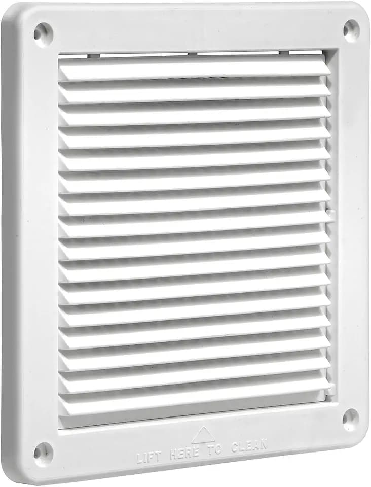 Lambro 606W-ML 6-In. White Plastic Fresh Air Intake Vent with Mini Louvers and Removable Screen, White, 606W-ML