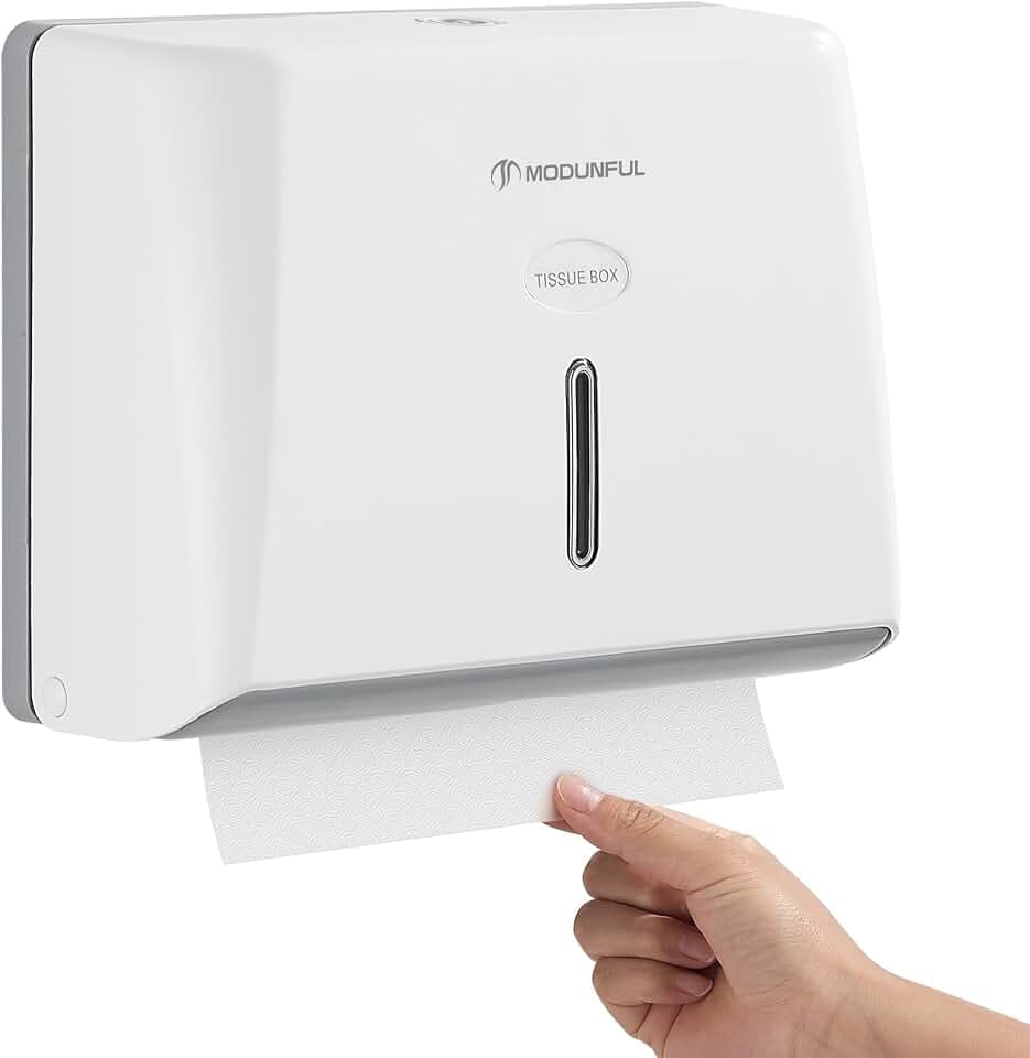 modunful Papierhandtuchspender zur Wandmontage Ohne Bohren, Handtuchspender für Z/V-Falz M Gefaltet Papierhandtücher Papierhandtuchhalter für Badezimmer, Weiß