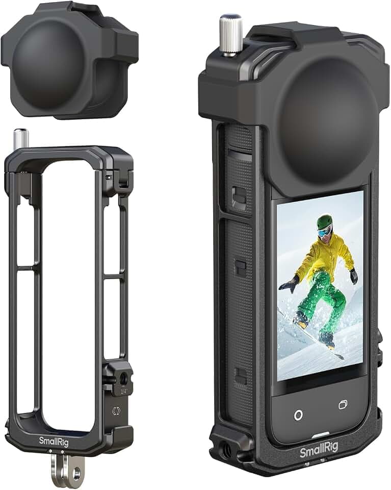 SMALLRIG Cage Käfig für Insta360 X4, Protective Case, Aluminium-Schutzhülle für Insta360 X4 mit Silikon-Objektivabdeckung, integriertem Blitzschuh und 1/4"-20 Anti-Ablenkungs Gewindeloch - 4278