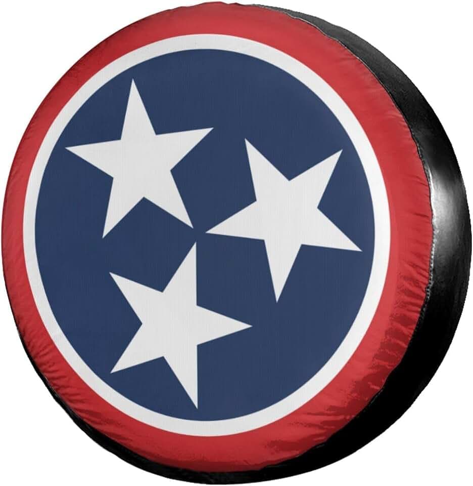 Tennessee Tri Star Flag Spare Tire Cover Dust-Proof Wheel Tire Cover Fit Trailer, RV, SUV and Many Vehicle 15 Inch
