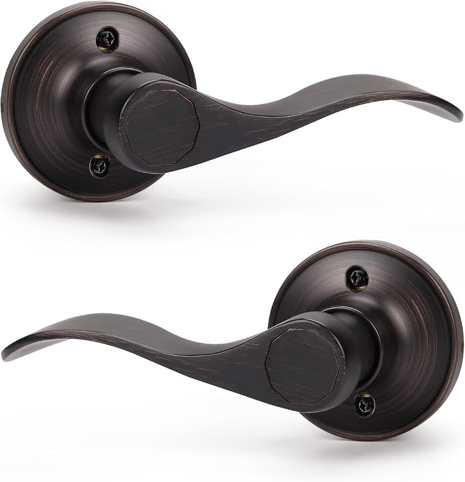 KNOBWELL 6 Set Interior Dummy Door Handles Oil Rubbed Bronze Door Levers, No-Functioning Pull Only Door Leverset(6 Left + 6 Right)