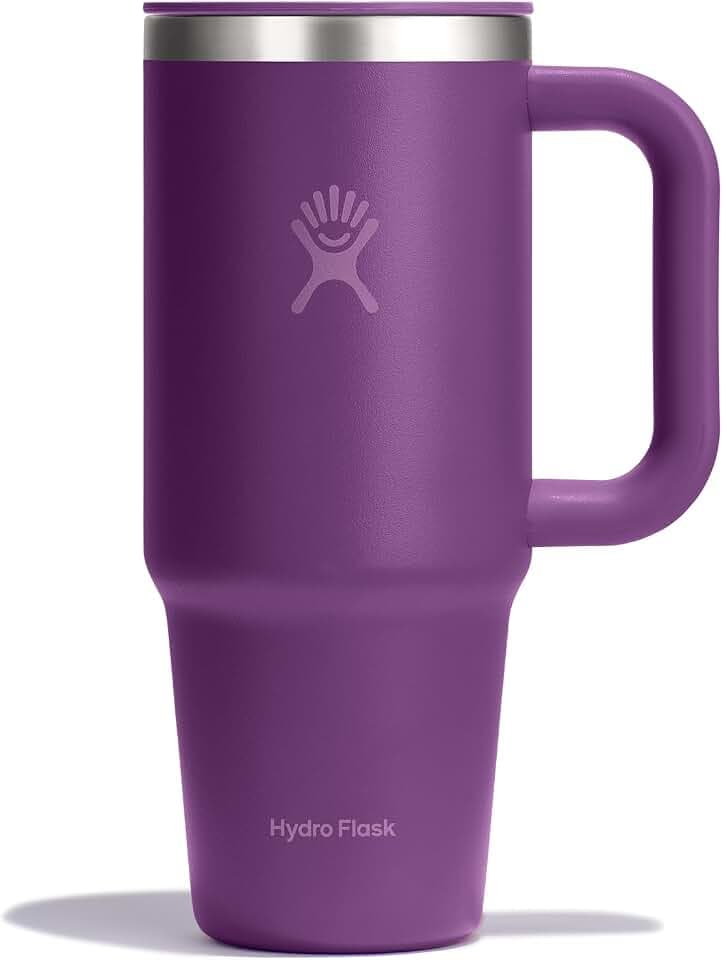 Hydro Flask Coffee Travel Tumbler Mug – Insulated Stainless Steel, Leak Resistant Hot & Iced Coffee Cup 24 Oz Beachplum Purple