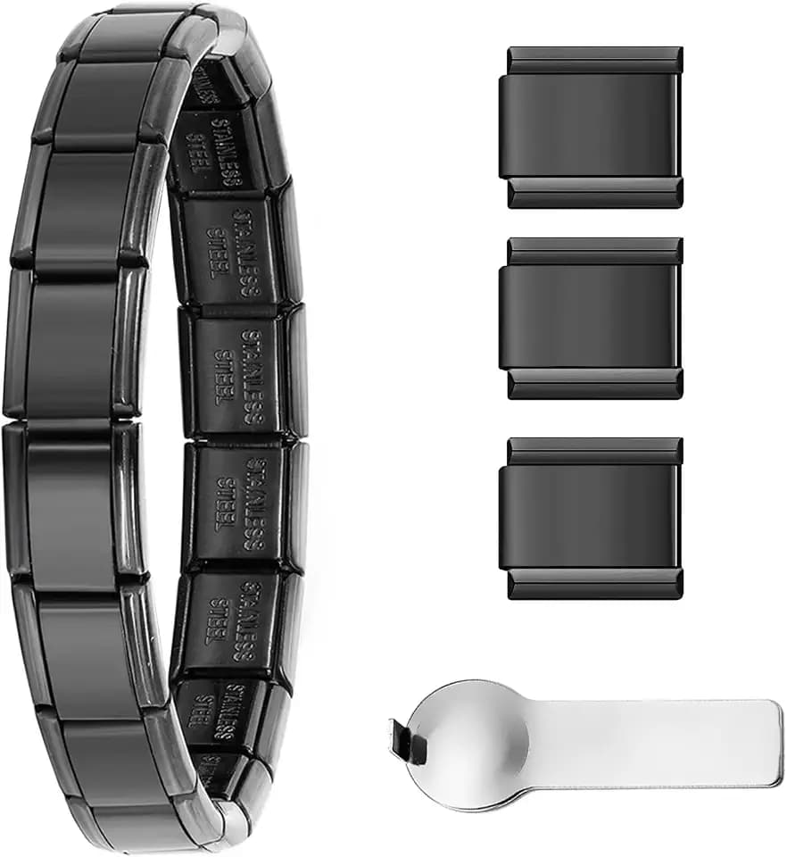GEMOSA 9mm Italian Charm Bracelet Starter Set Stainless Steel