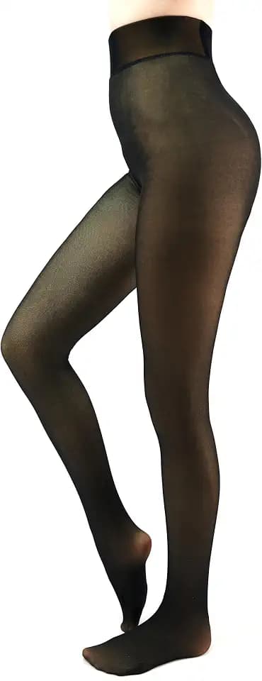 X-CHENG Women Fleece Lined Tights Fake Translucent Sheer Thermal Tights