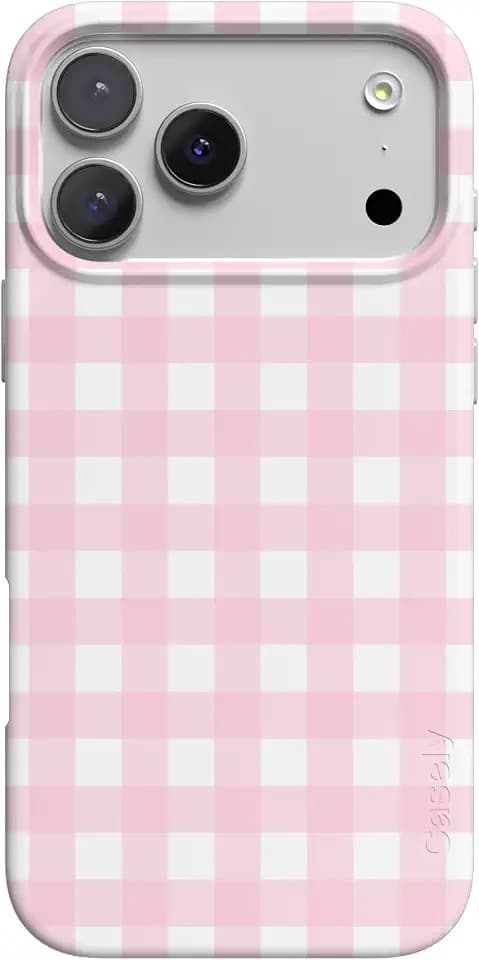 Casely iPhone 17 Pro Case | Pink Plaid | Sunday Best | Compatible with MagSafe | Classic Ultra Slim Design