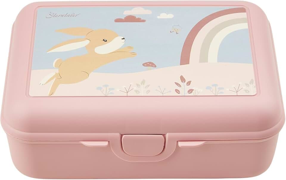 Sterntaler Kinderbrotdose Hase Hanni - Kindergarten Brotdose mit extra Snackbox - robustes Material - leicht zu reinigen - Lunchbox perfekt für den Kindergarten & unterwegs, mattrosa