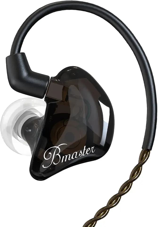 BASN Bmaster In-Ear-Monitor-Kopfhörer, dreifache Treiber, Geräuschunterdrückung, verkabelt, mit Zwei abnehmbaren MMCX-Kabeln, für Musiker (schwarz)