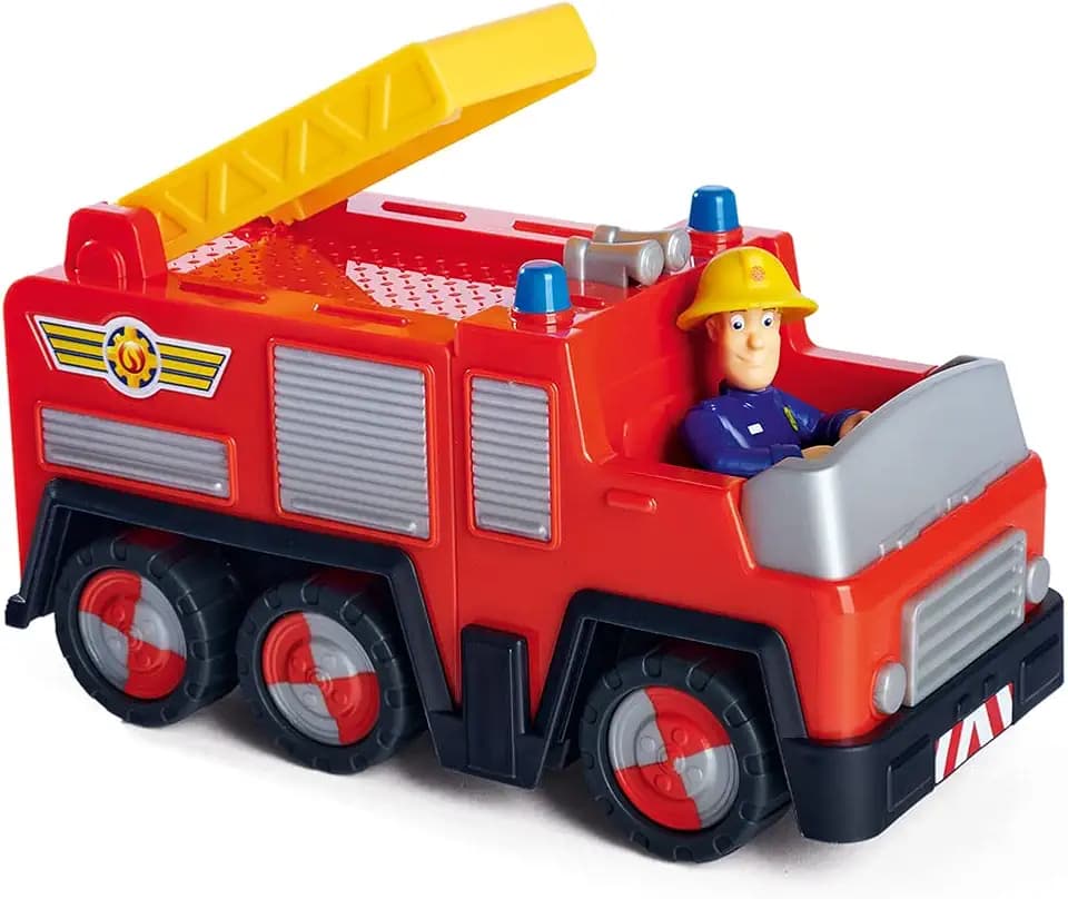 Simba 109252505 - Feuerwehrmann Sam Jupiter, kindliche Version, mit Figur 7cm, Spielzeugauto 17cm, Feuerwehrauto, ab 3 Jahren