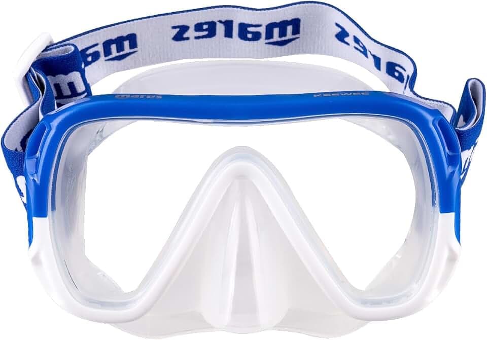 Mares Keewee – Taucherbrille Erwachsene aus weichem Silikon, Einzellinse für Panoramasicht, Stoffband mit integriertem Schnorchelhalter