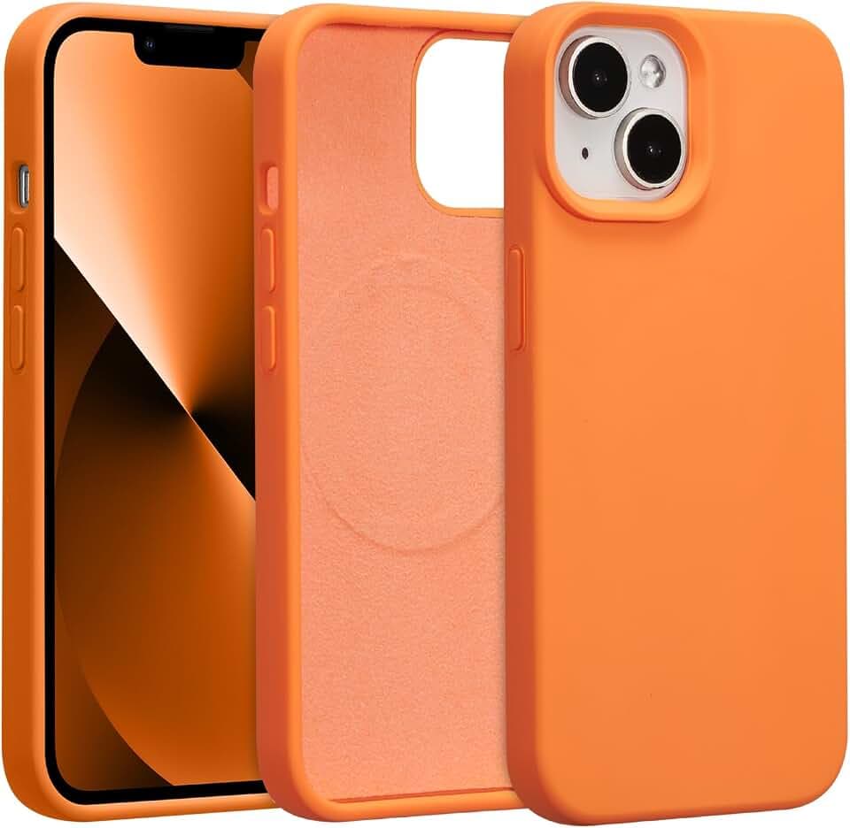 Magnetic Silicone Case for iPhone 13/14,Orange