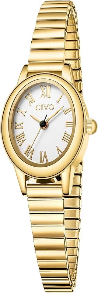 CIVO Vintage Armbanduhr Damen Klein: Oval Gehäuse Römisches Zifferblatt
