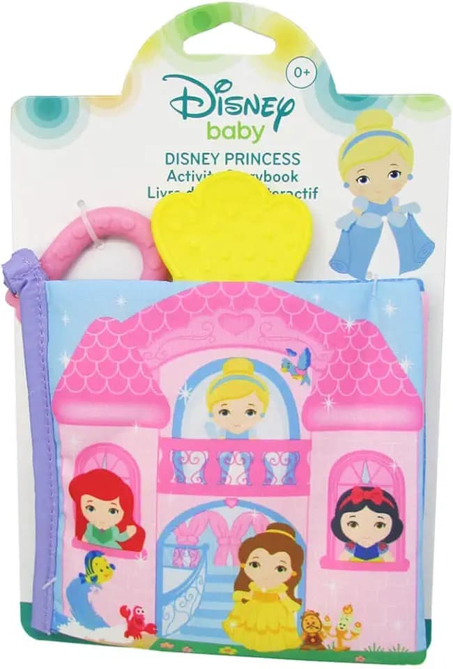 KIDS PREFERRED Disney Baby - Disney Princess Soft Book with Teether Toy & Crinke Pages - Picture Book for Newborns
