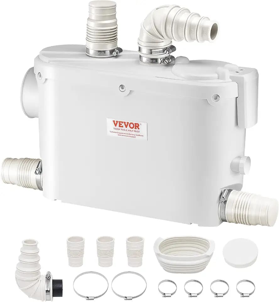 VEVOR Abwasser Hebeanlage 500W, 110 L/min Durchfluss, 8 m Förderhöhe, Abwasserpumpe 2900U/min mit 3 Wassereinlässen für Keller Küche Spüle Dusche Badewanne, Wäscheabwasserentsorgung Aufspülmaschine