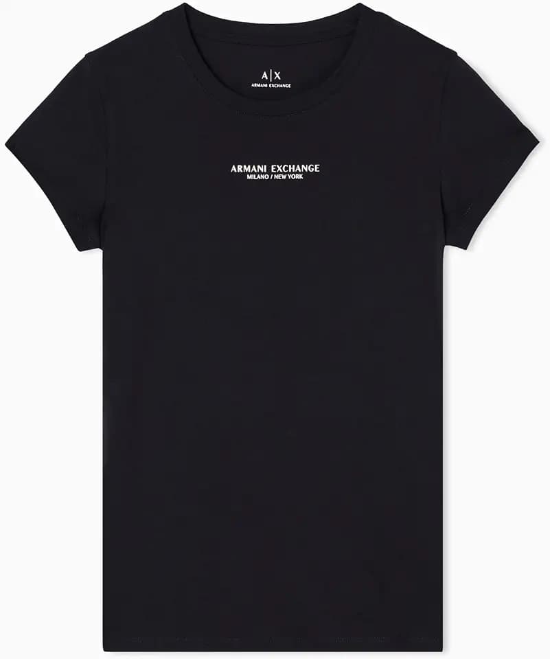 Armani Exchange Women's Center Chest Text Logo Cotton Tee