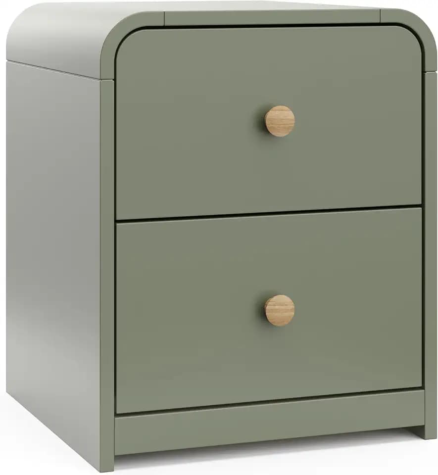 Storkcraft Next Santos 2-Drawer Nightstand, Olive with Natural