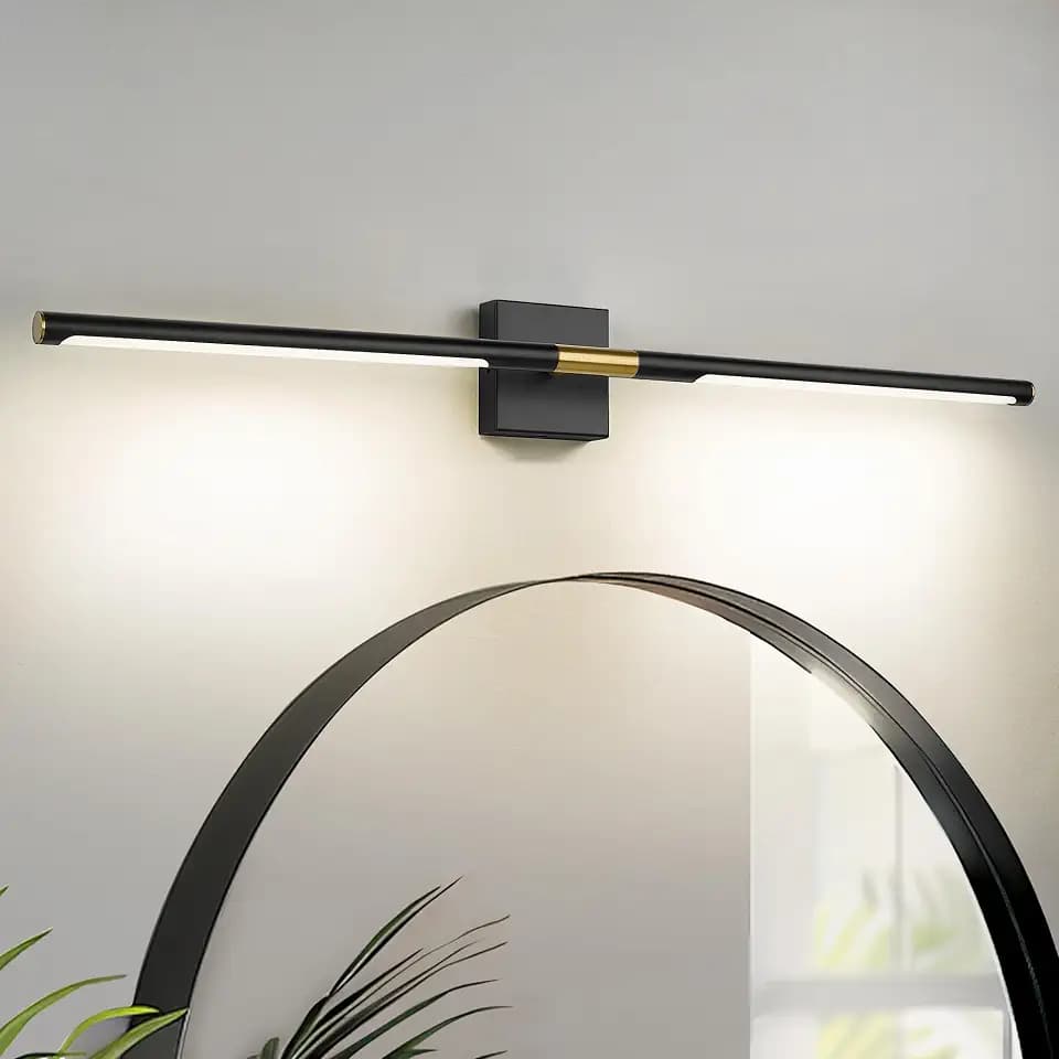 40 Inch Bathroom Light Fixtures, 24W 3CCT Dimmable Black and Gold LED Vanity Lighting Fixtures Over Mirror, 360?Rotatable Modern Bathroom Vanity Light Bar, AD-W9465-L100-BK