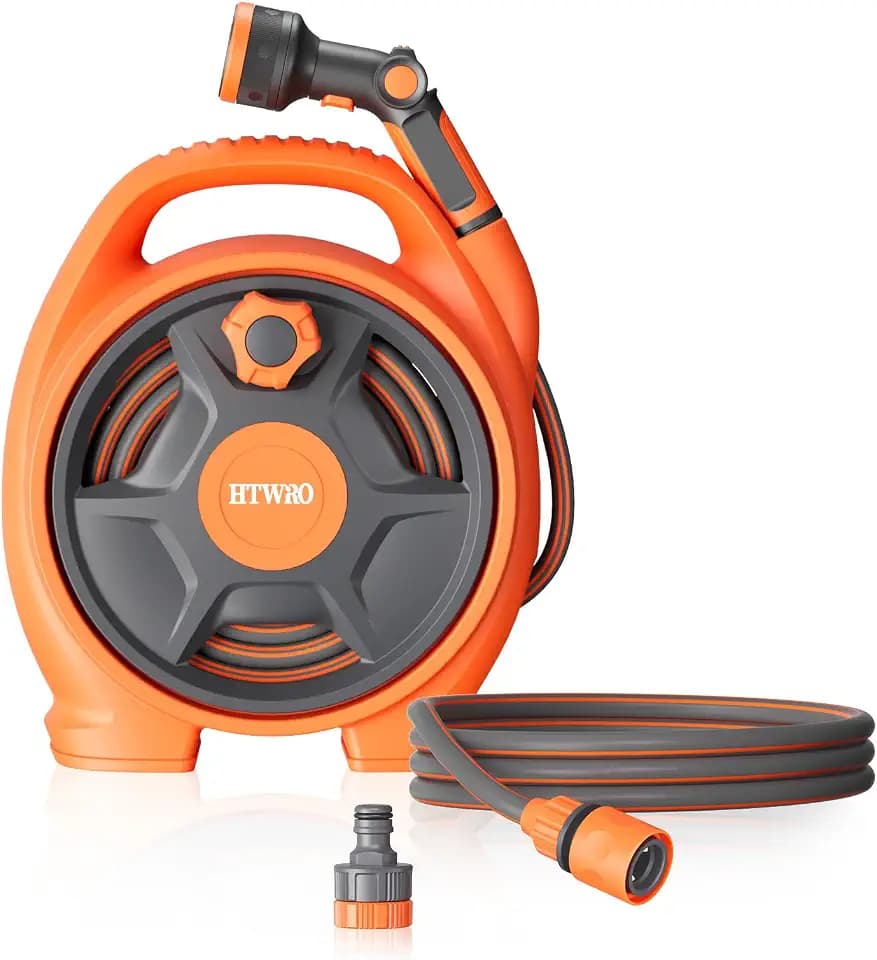 Retractable Garden Hose Reel,1/2" 45+6FT Portable Hose Reel