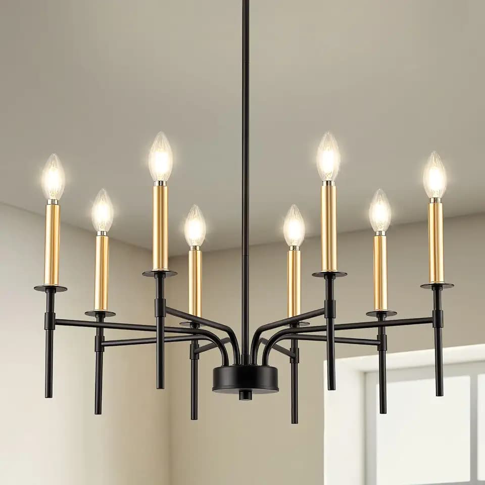 Farmhouse Dining Room Light Fixture, Candle Chandelier with Universal Joint