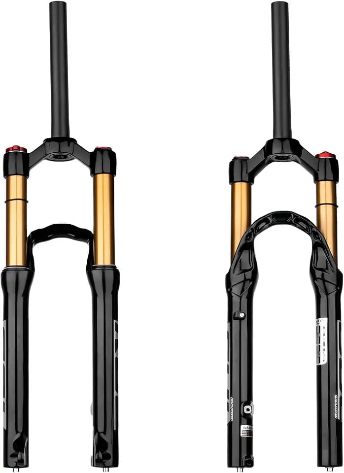 BOLANY 20/24 Zoll Fahrrad-Federungsluftgabel 28,6 mm (1-1/8 Zoll) * 220 mm Gewindelose Gerade-Gabelschaft 9 mm MTB-Vorderradgabel 100/135 mm Federweg