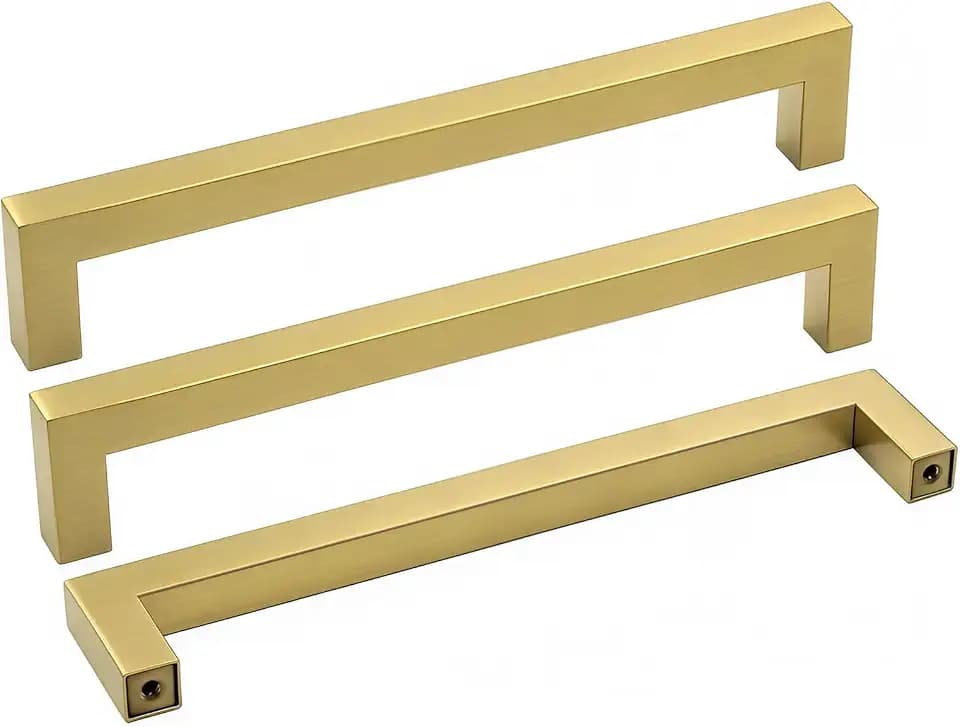 Goldenwarm 10 Stück Möbelgriffe Gold Küchengriffe 160mm Lochabstand