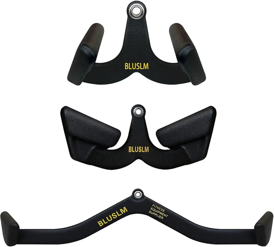 BLUSLM LAT Pull Down Bar for Cable Machine, LAT Pulldown Attachments T-bar V-bar Cable Attachment for Gym, Back Tricep Strength Training Handle