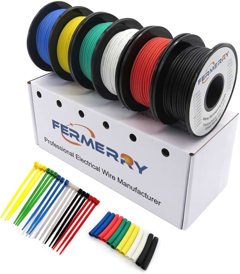 Fermerry 24 AWG Stranded Wire Spool 5ft Each 6 Colors